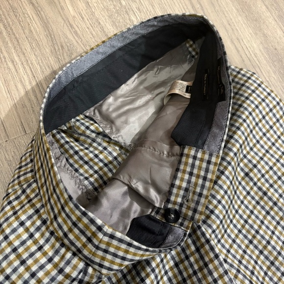 Massimo Dutti 100% Wool Trousers Womens Sz 2 Check Black Yellow White Preppy - Picture 14 of 14